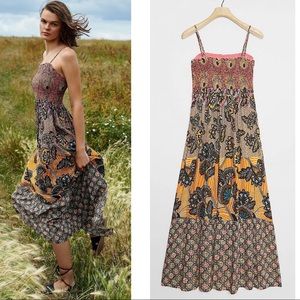 Anthropologie Jamila Smocked Maxi Dress XS